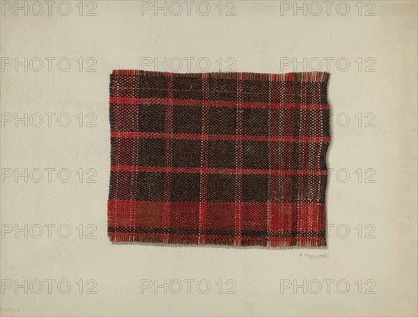 Piece of Wool Plaid, c. 1938. Creator: Raymond Manupelli.