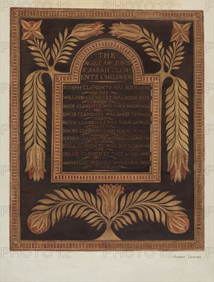 Birth Record, c. 1939. Creator: Albert J. Levone.