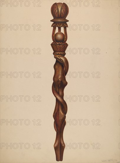Scepter (Lumberjack Carving), c. 1938. Creator: Walter Hochstrasser.