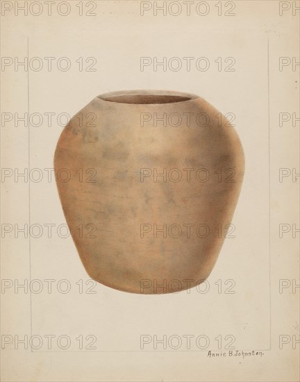 Stoneware Flower Pot, c. 1937. Creator: Annie B Johnston.
