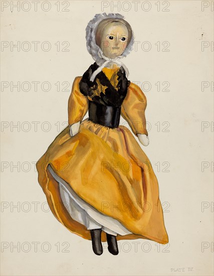 Wooden Jointed Doll, c. 1936. Creator: Jane Iverson.