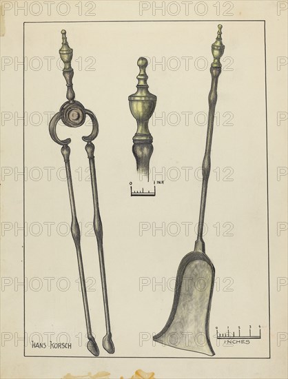 Tongs and Shovel, 1935/1942. Creator: Hans Korsch.