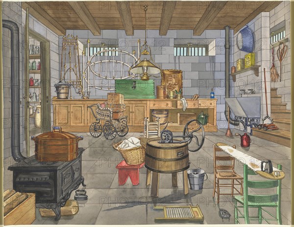 Basement of Urban House, 1910, c. 1947. Creator: Perkins Harnly.