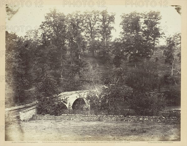 Burnside Bridge, Across Antietam Creek, Maryland, September 1862. Creator: Alexander Gardner.