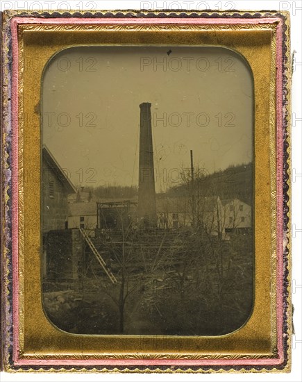 Factory Building with Chimney Construction, 19th century. Creator: Unknown.