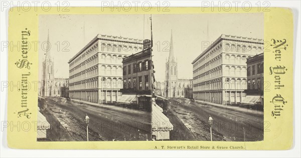 A.T. Stewart's Retail Store & Grace Church, New York, 1875/99. Creator: Unknown.