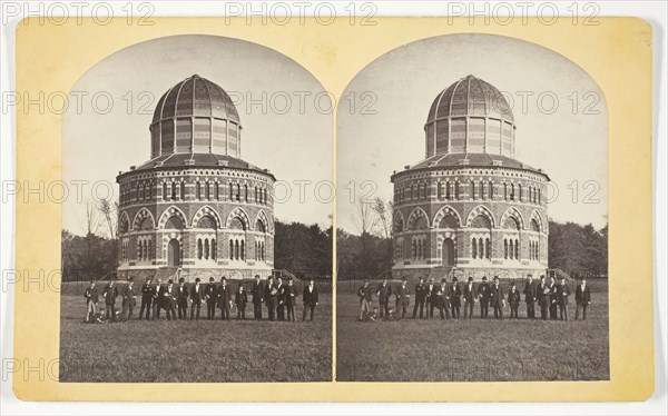 Untitled [group of men in front of the Nott Memorial Hall,...Schenectady, New York], 1875/99.  Creator: Unknown.