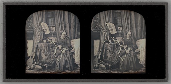 Untitled (Portrait of a Woman Sewing), 1850. Creator: Thomas Richard Williams.