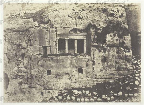 Jerusalem, Valley of Josaphat, Tomb of St. James (Jérusalem, Vallée de Josaphat...), 1854, printed 1 Creator: Auguste Salzmann.