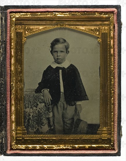 Untitled [boy holding straw hat], 1857/60.  Creator: B & G Moses.