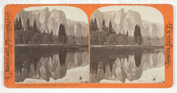 Mirror View of Cathedral Rocks. Yo Semite Val, Cal., 1863/1903. Creator: Charles Bierstadt.