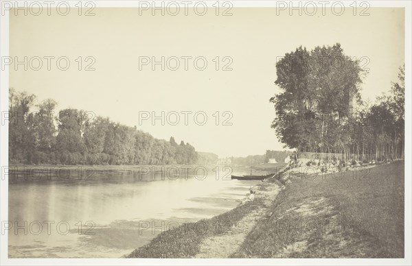 Untitled, c. 1850. [Trees near water in the Bois de Boulogne, a park in Paris].  Creator: Charles Marville.