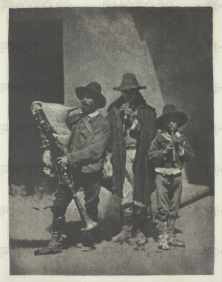 Street Musicians Standing, c. 1855, printed 1982. Creator: Charles Nègre.