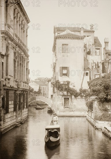 Untitled (II 8), c. 1890. [Gondola on canal, Venice].  Creator: Unknown.