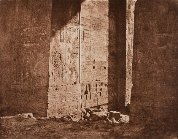 First Pylon - French Inscription Carved on the Eastern Embrasure at Point H, Island of Fila.., 1851/ Creator: Félix Teynard.