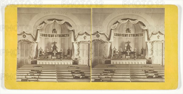 Untitled [stage or altar in  a church], late 19th century.  Creator: L.V. Moulton.