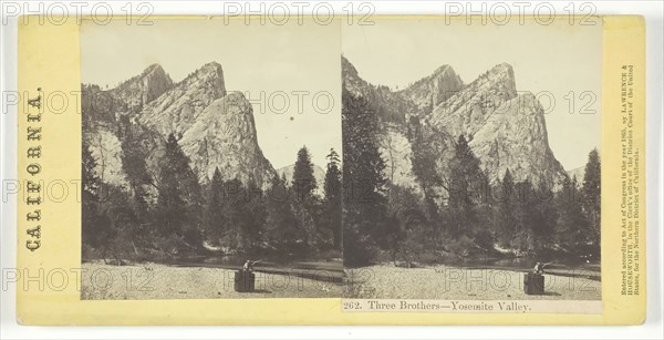 Three Brothers - Yosemite Valley, California, 1865. Creator: Lawrence & Houseworth.