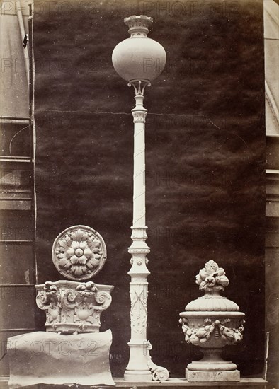 Interior Details and Candelabra, Théâtre du Vaudeville, Paris, 1869, printed 1875/76. Creator: Louis-Emile Durandelle.