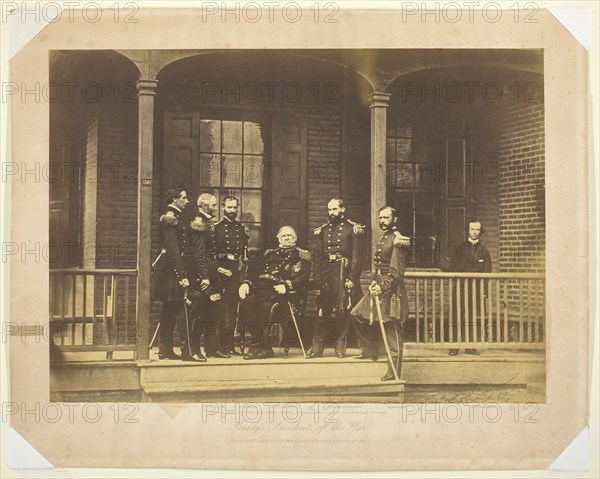 Lieutenant General Scott, General-in-Chief, U.S. Army and Staff, 1861. Creator: Mathew Brady.