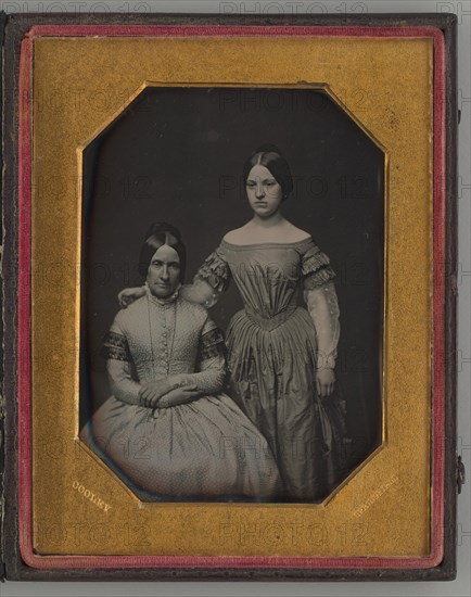 Untitled (Portrait of Seated Woman and Standing Girl), 1847. Creator: Otis H. Cooley.