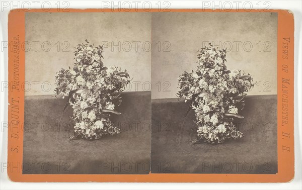 Untitled [floral tribute in the shape of a cross], mid 19th century. Creator: S.D. Quint.