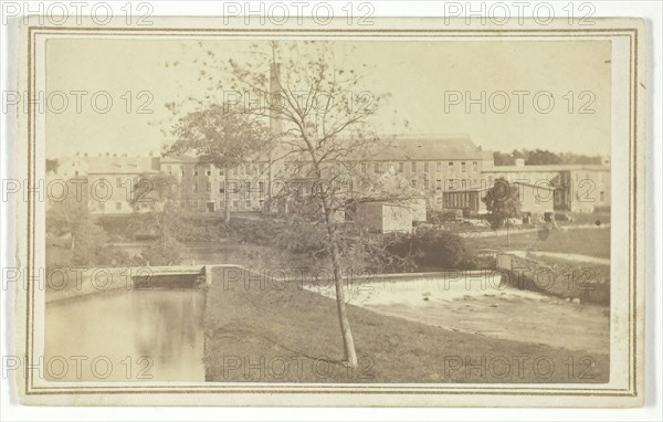Untitled (river with falls and factory building), mid-late 19th century.  Creator: T. Holmes.