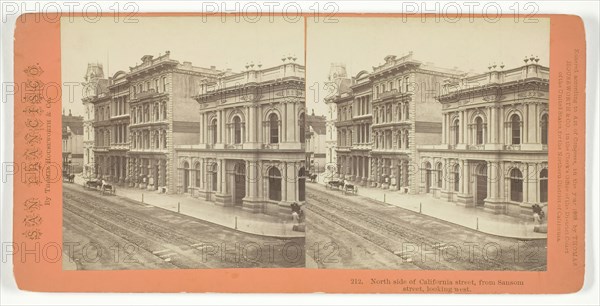 North side of California street, from Sansom street, looking west, 1867. Creator: Lawrence & Houseworth.