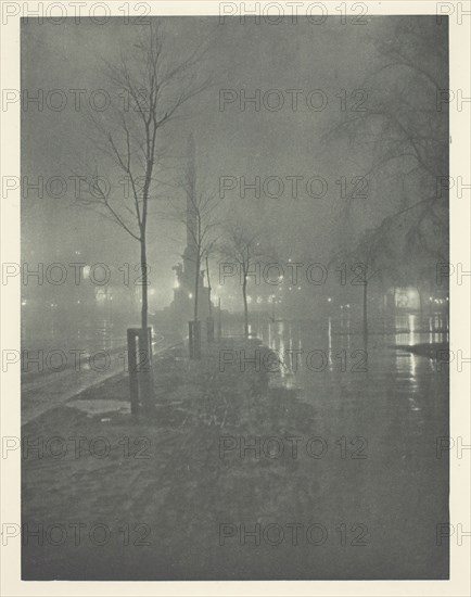 Wet Night, Columbus Circle, New York, c. 1897. Creator: William A. Fraser.