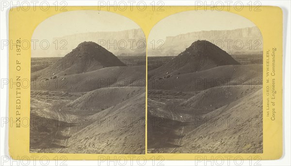 The "Vermillion Cliff," a typical plateau edge, as seen from Jacobs Pool, Arizona..., 1872. Creator: William H. Bell.