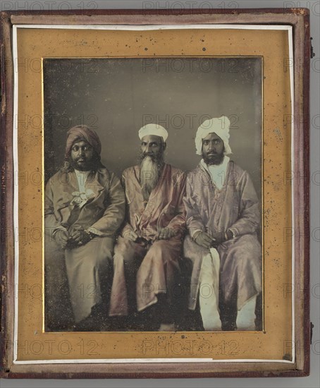 Untitled (Portrait of Three Seated Men Wearing Turbans), 1853. Creator: William Johnson.