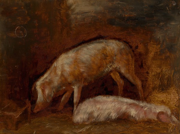 Study of Pigs, 1850/60. Creator: Alexandre Gabriel Decamps.