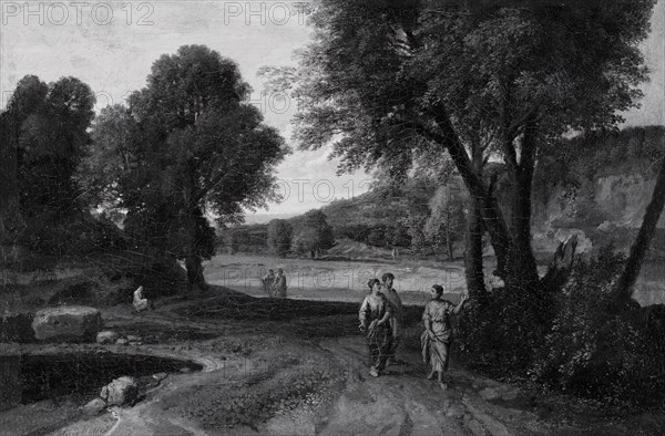 Classical Landscape with Two Women and a Man on a Path, 1660/70. Creator: Jean Francois Millet.