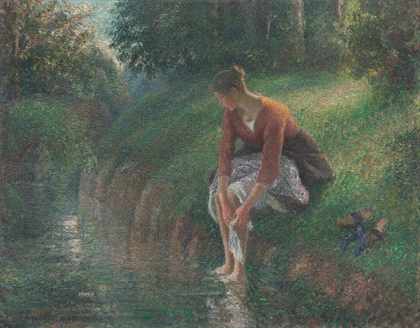 Woman Bathing Her Feet in a Brook, 1894/95. Creator: Camille Pissarro.