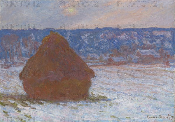 Stack of Wheat (Snow Effect, Overcast Day), 1890/91. Creator: Claude Monet.