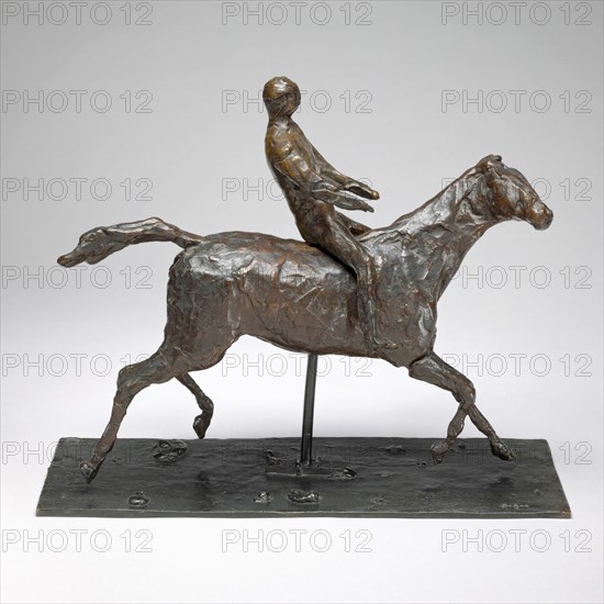 Horse with Jockey; Horse Galloping, Turning Head to the Right, Feet Not Touching the Ground... Creator: Edgar Degas.