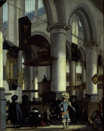 Interior of the Oude Kerk, Delft, c. 1680. Creator: Emanuel de Witte.