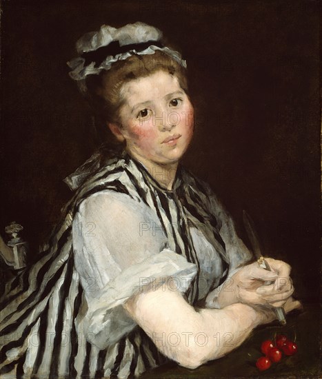 Girl with Cherries, c. 1870. Creator: Eva Gonzales.