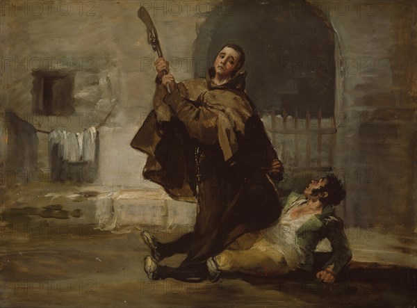 Friar Pedro Clubs El Maragato with the Butt of the Gun, c. 1806. Creator: Francisco Goya.