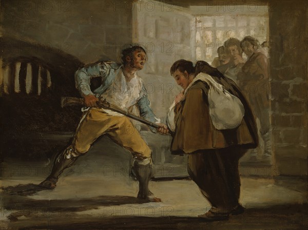 El Maragato Threatens Friar Pedro de Zaldivia with His Gun, c. 1806. Creator: Francisco Goya.