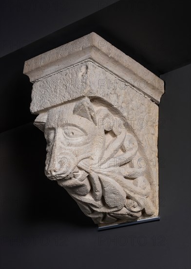Corbel with Animal Mask with Whisker-like Foliate from the Monastery Church of Notre-Dame... Creator: Unknown.
