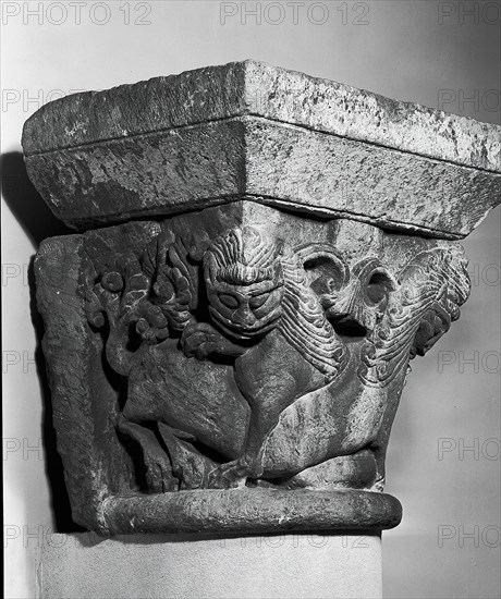 Capital with Lions, 1100/1150. Creator: Unknown.
