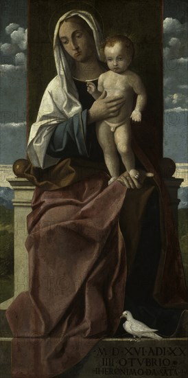 Virgin and Child Enthroned, 1516. Creator: Girolamo da Santacroce.