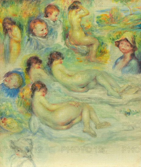 Studies of Pierre Renoir; His Mother, Aline Charigot; Nudes; and Landscape, 1885/86. Creator: Pierre-Auguste Renoir.