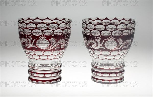 Two Vases, Bohemia, Mid 19th century. Creator: Bohemia Glass.