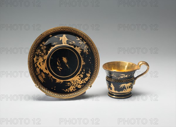 Cup and Saucer, Bohemia, c. 1825. Creator: Bohemia Glass.