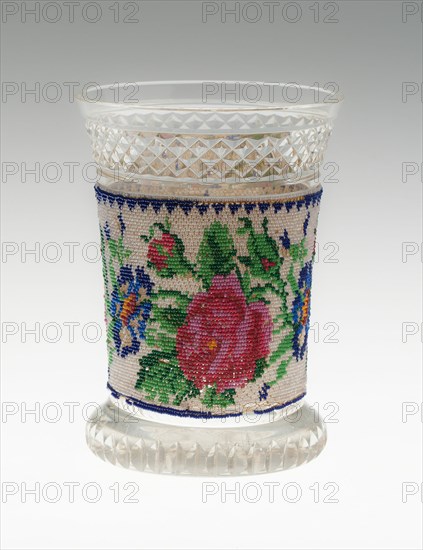 Beaker with Beaded Band, Bohemia, 1820/40. Creator: Bohemia Glass.