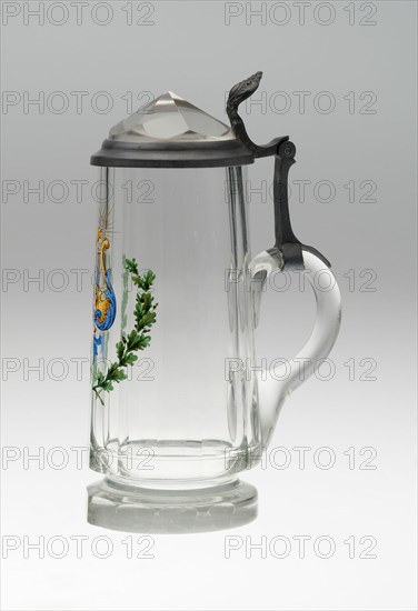 Covered Tankard, Bohemia, c. 1835/45. Creator: Bohemia Glass.