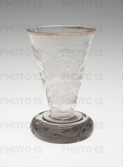 Bowl of Wine Glass with Silver Foot, Bohemia, c. 1740. Creator: Bohemia Glass.