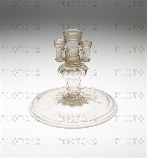 Candlestick with Three Nozzles, Bohemia, 18th century. Creator: Bohemia Glass.