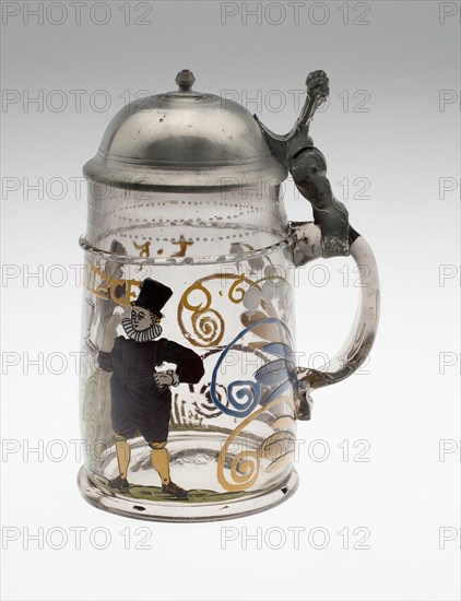 Tankard with Cover, Bohemia, 1596. Creator: Bohemia Glass.